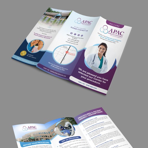 Tri-fold design with the title 'Brochure Design'