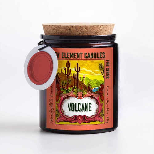 Candle label with the title 'Four element candle label design'