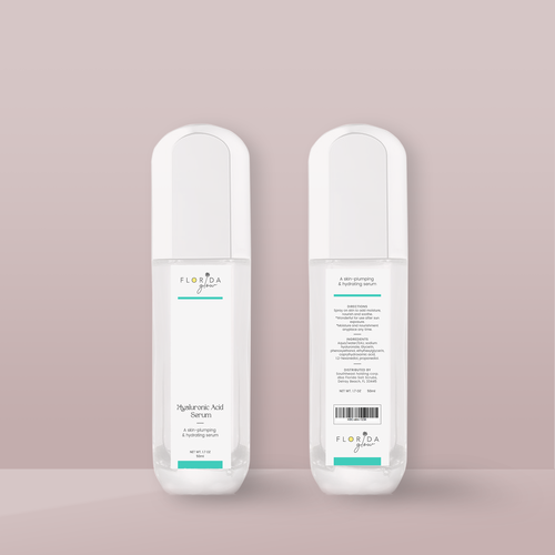 Serum packaging with the title 'Minimal Hyaluronic Acid Serum Label Design'