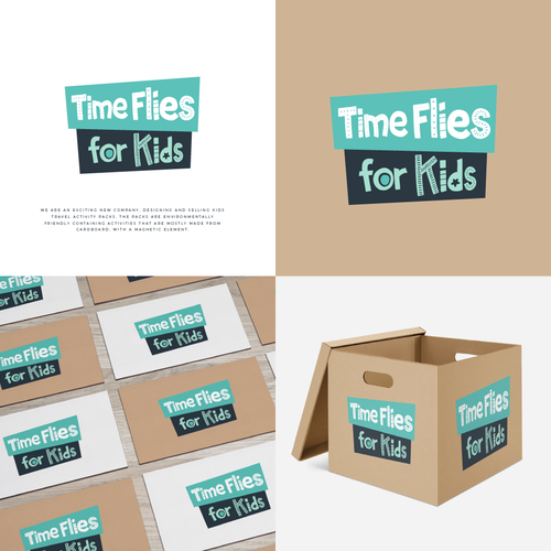 Activity logo with the title 'Logo Time Flies for Kids'
