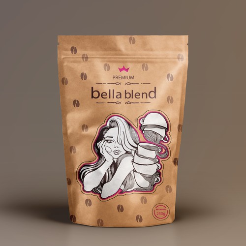 Girly packaging with the title 'Coffee packaging'