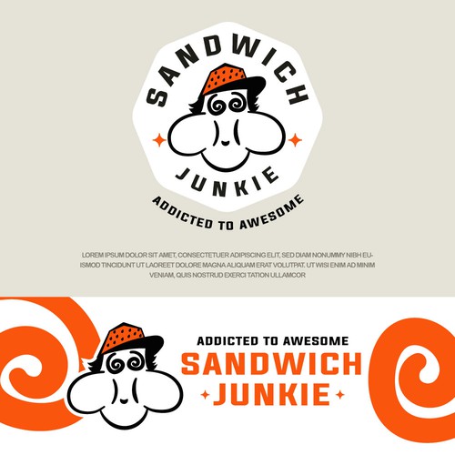 Sandwich shop logo with the title 'Fun & funny logo for a sandwich joint'