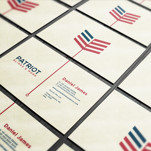 American flag logo with the title 'Logo proposal for blinds company.'