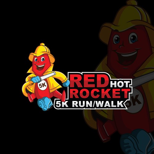 Whale logo with the title 'Red Hot Rocket 5k Run/Walk'