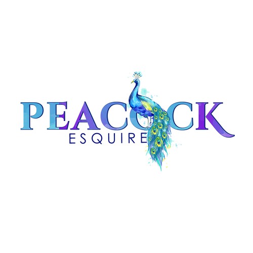 Peacock design with the title 'Peacock Esquire Logo Design'
