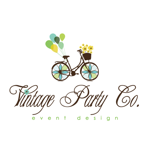 Whimsical logo with the title 'whimsical bike - baloon flowers'