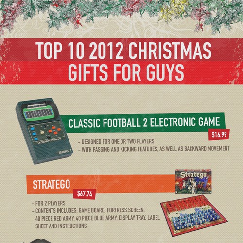 Men design with the title 'Christmas gift guide for guys - Infographic design'