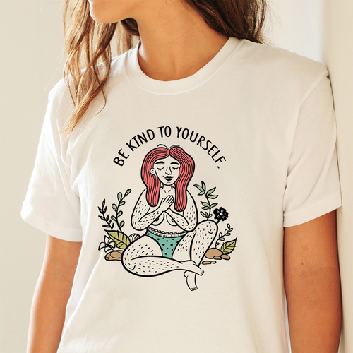 Hippie design with the title '"Be Kind to Yourself" Women T-shirt design'
