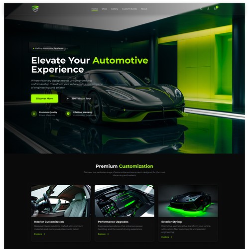 Automotive website with the title 'Devine Concepts — Luxury Automotive Shopify Store Design'