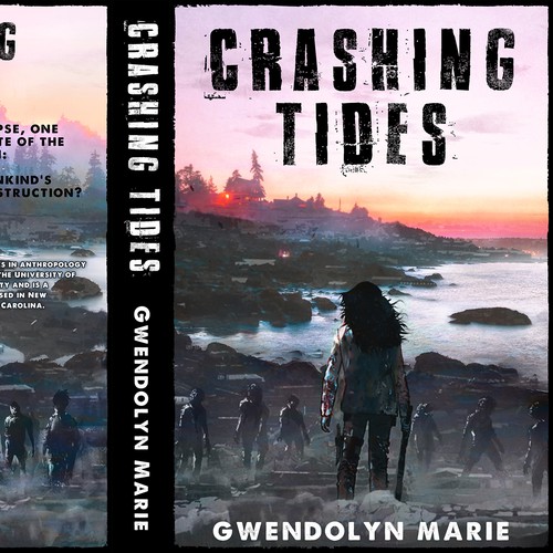 Zombie book cover with the title 'Crashing Tides. A Post-Apocalyptic Outbreak Book'