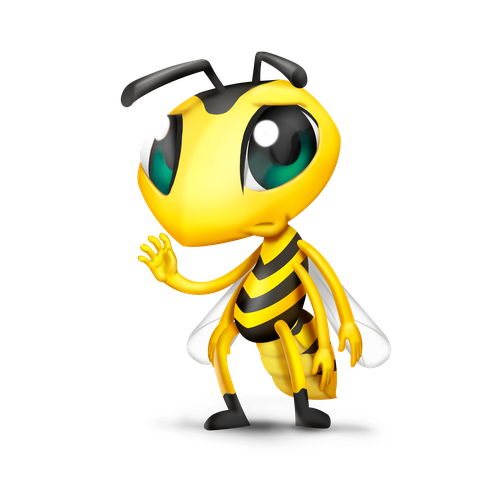 Wasp design with the title 'Waspy sad pose'