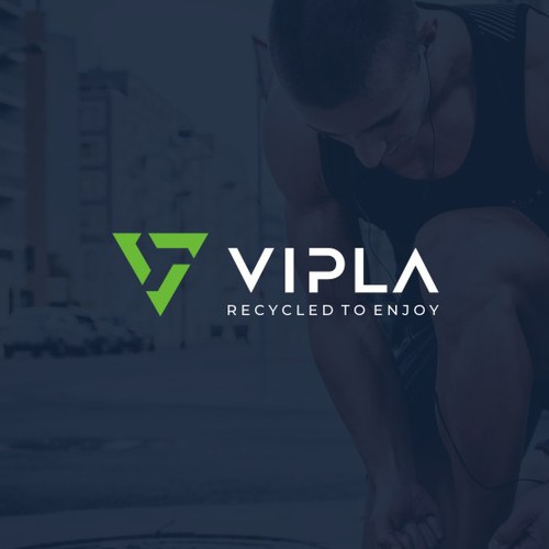 Arrow logo with the title 'Modern Geometric Logo for VIPLA,  a Sustainable Sports Brand'