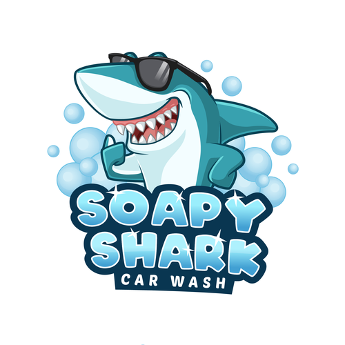 Shark design with the title 'Soapy Shark Car Wash'