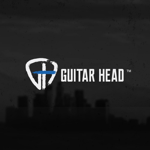 Guitar design with the title 'GUITAR HEAD logo design'