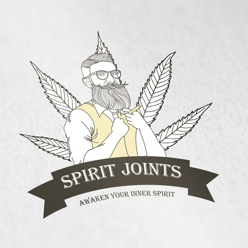 Drug design with the title 'Spirit joints, vintage logo design concept.'