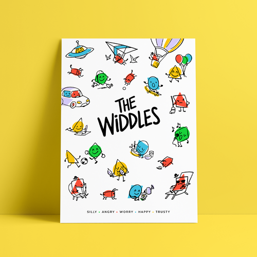 Whimsical illustration with the title 'Logo and illustration for fun children’s characters'