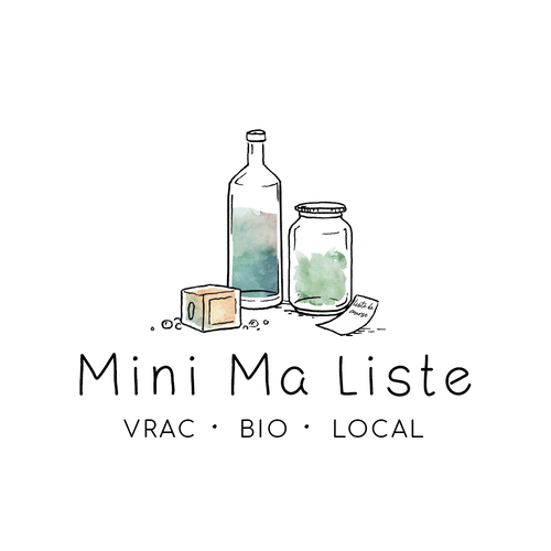 Eco design with the title 'Handmade retro-feel logo - Mini Ma liste'