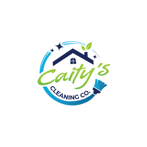 Broom design with the title 'Caity's Cleaning Co'