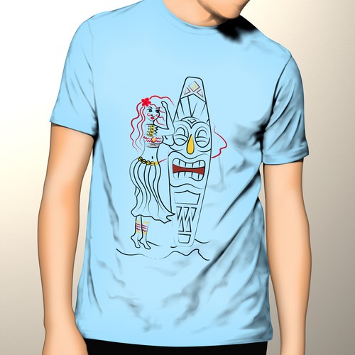 Tiki design with the title 'Tiki girl T-shirt design'