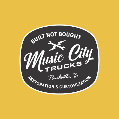 Badge design with the title 'Music City - Hat Badge Design'