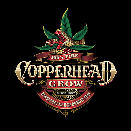 Victorian design with the title 'Illustative logo/label design for Copperhead Grow'