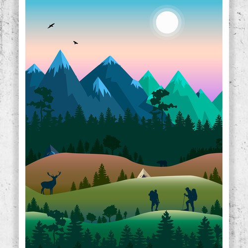 Mountain artwork with the title 'Nature Poster'