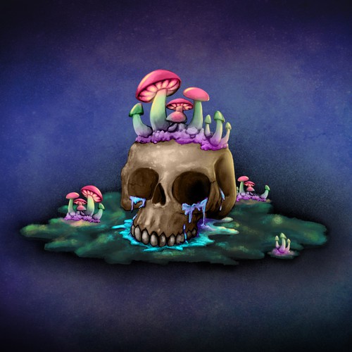 Trippy design with the title 'Trippy illustration for weed rolling tray'