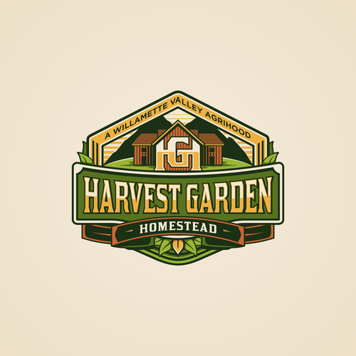 Badge brand with the title 'Nature Badge Concept for Harvest Garden Homestead'