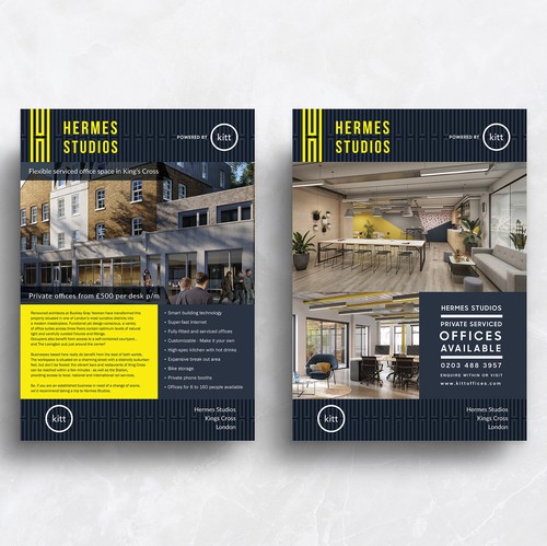 London design with the title 'Hermes Studios - Flyer, A&V Boards Designs'