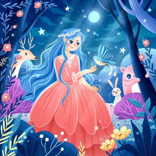 Princess illustration with the title 'Fairy Tale Princess'