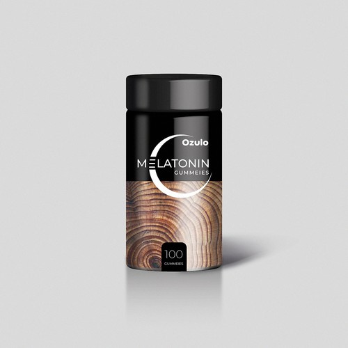 Healthy food packaging with the title 'Modern Wood Grain Pattern Supplement Bottle or Canister Packaging'
