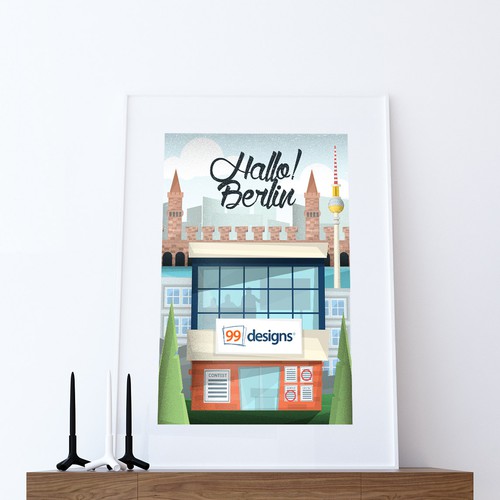 Vector illustration with the title 'Poster for 99 Design Berlin Office'