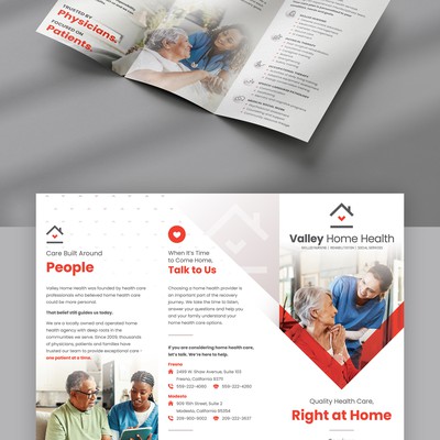 Trifold brochure for a home health provider company