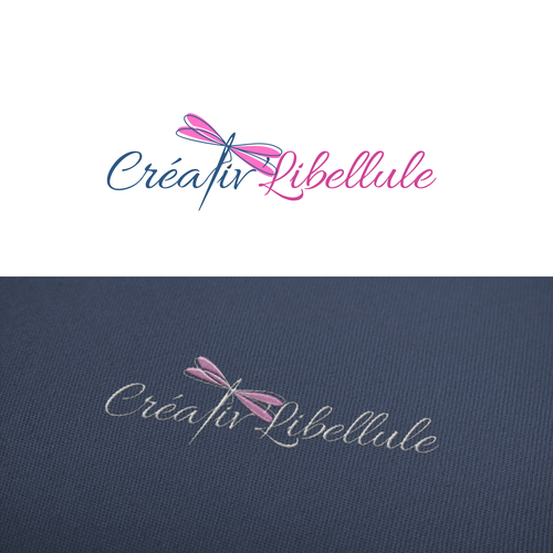 Dragonfly design with the title 'Dragonfly needle and thread logo vector'