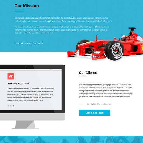 Formula design with the title 'Outsourcing website homepage'
