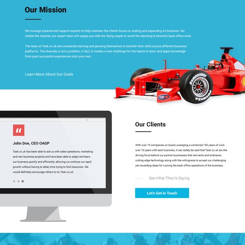 Unique website with the title 'Outsourcing website homepage'