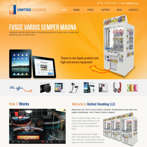 Vending machine design with the title 'United Vending'