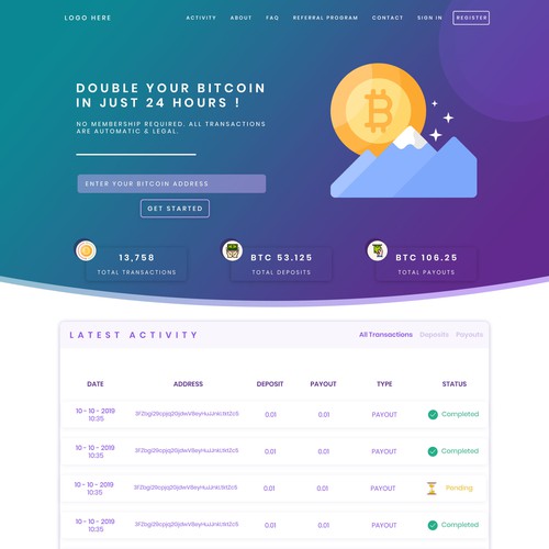 Bitcoin website with the title 'Modern Design of Bitcoin.'