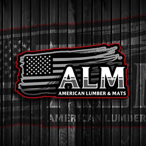 American flag logo with the title 'ALM American Lumber & Mats'