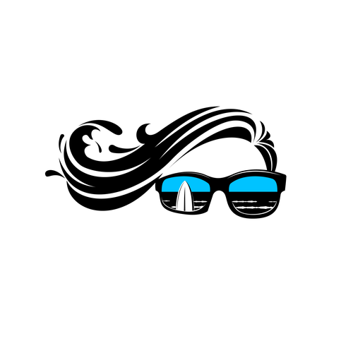 Sunglasses logo with the title 'SURF LIKE A GIRL'
