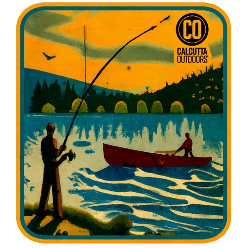 Nature artwork with the title 'Vintage Tshirt for fishing'