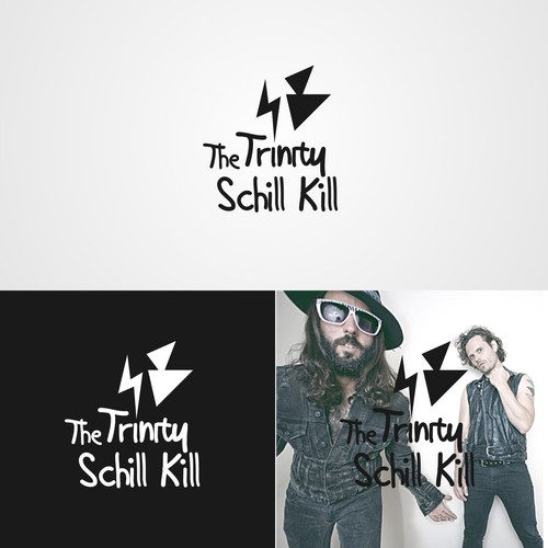 Pop culture logo with the title 'Design the logo/symbol for The Trinity Schill Kill, an electro-pop duo influenced by Prince & MJ'