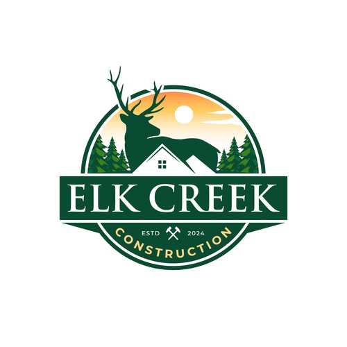 Creek logo with the title 'Elk Creek Construction Vintage Logo'