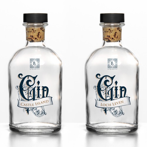 Gin packaging with the title 'Label design for gin bottle'