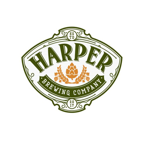 Gold and green logo with the title 'Family home brewers logo'