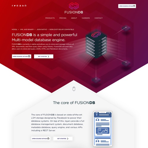 Database design with the title 'Bold Website Design for FusionDB'