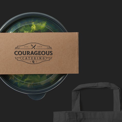 Catering design with the title 'Courageous Catering'