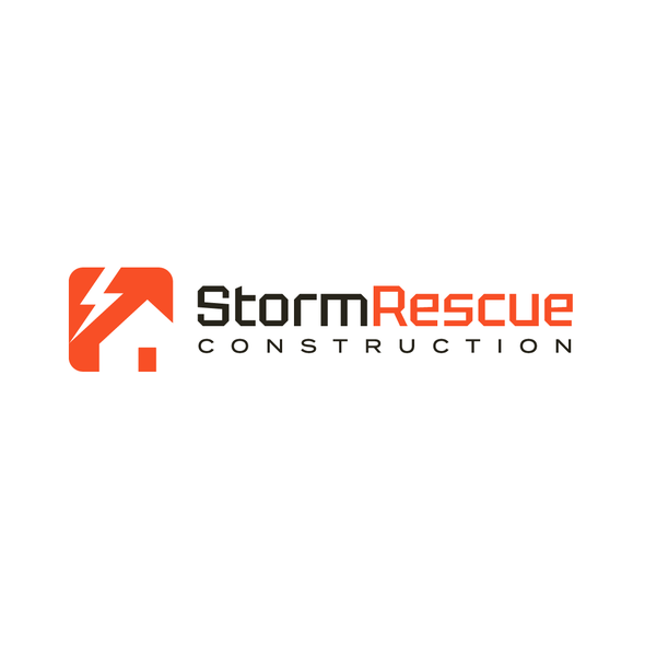 Storm logo with the title 'Storm Rescue Construction: The House & Bolt'