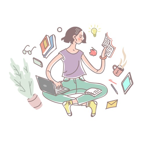 Cute artwork with the title 'Illustration for a website'