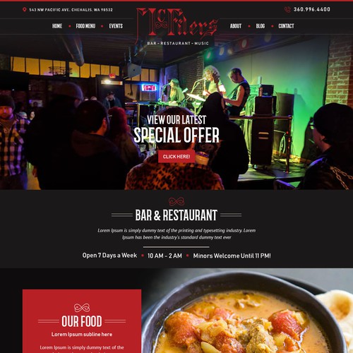 Restaurant website with the title 'McFilers'